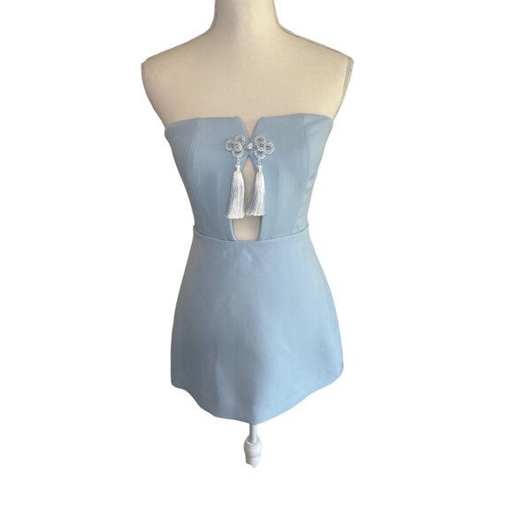 SAU LEE Isla Dress in Baby Blue 2 New Womens Strapless Cocktail Party - Picture 6 of 12